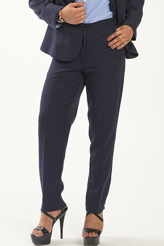 Signature Straight Fit Medium Waist Trousers – Midnight (Blue)