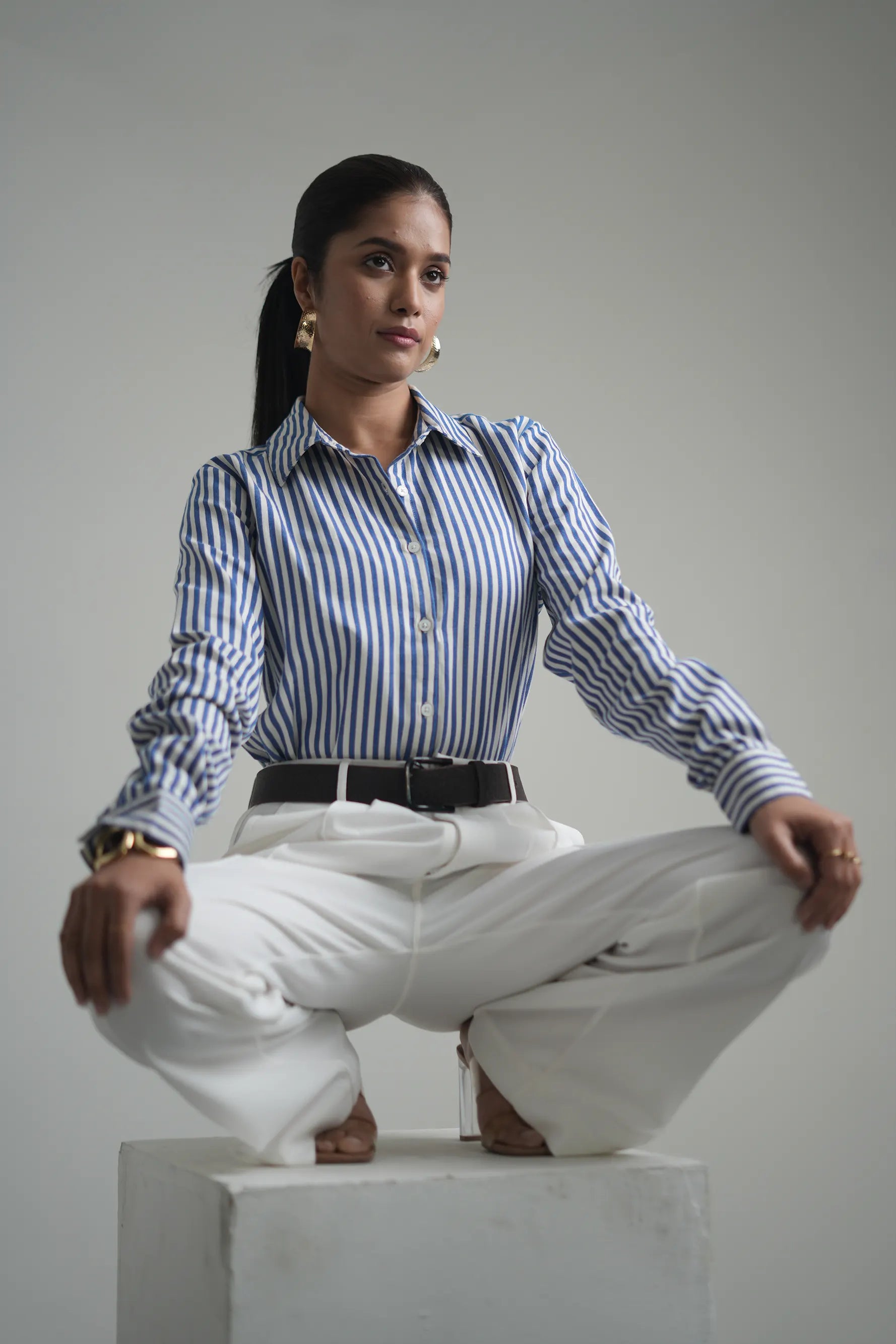 Stripped Cotton Shirt - Blue