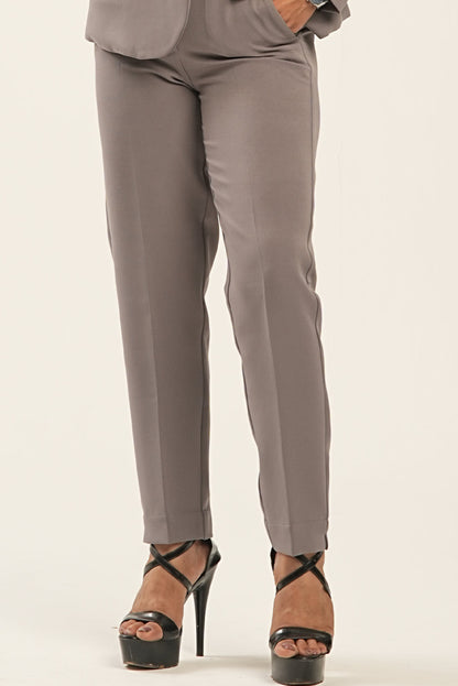 THE SIGNATURE COLLECTION - Straight Fit Medium Waist Trousers - Ashen Set - Grey