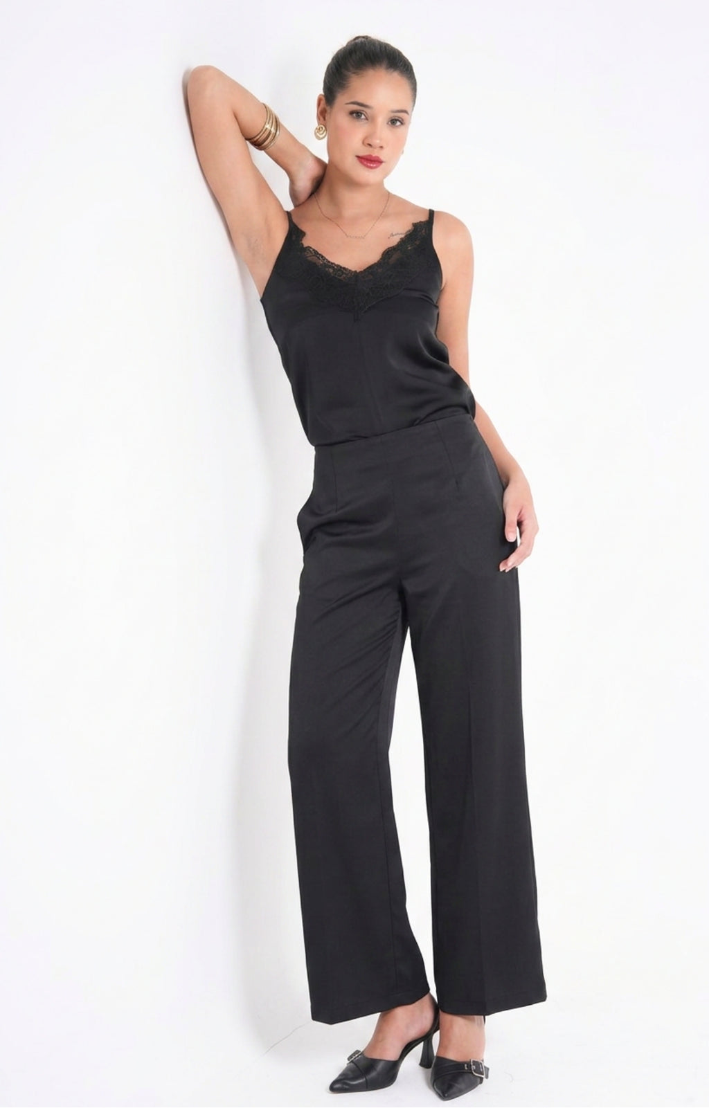 Satin Camisole Top - Black