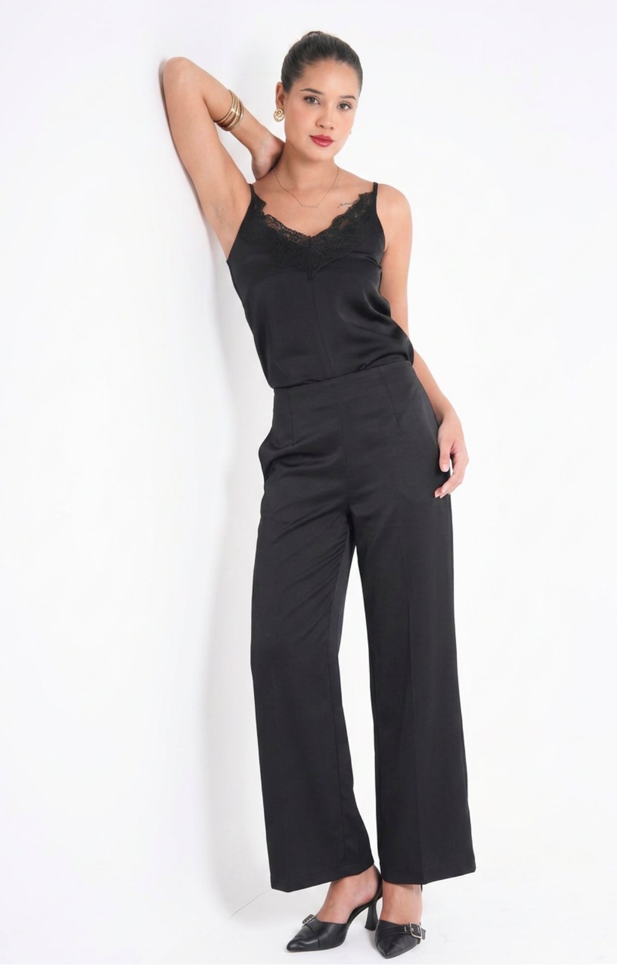 Satin Camisole Top - Black