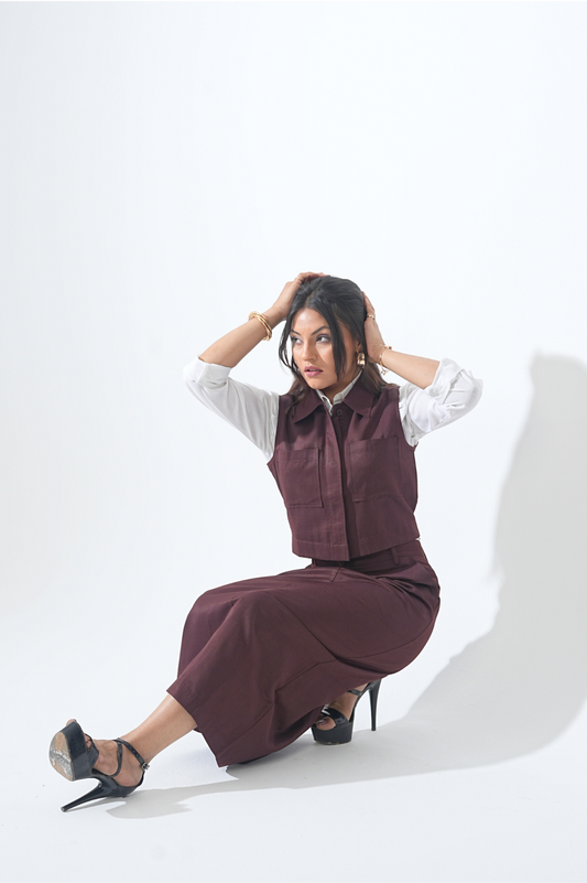 The Edit Co-ord - Straight Skirt - Mulberry Bark
