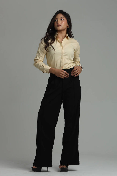 Cotton Blend Regular Fit Shirt - Butter Yellow