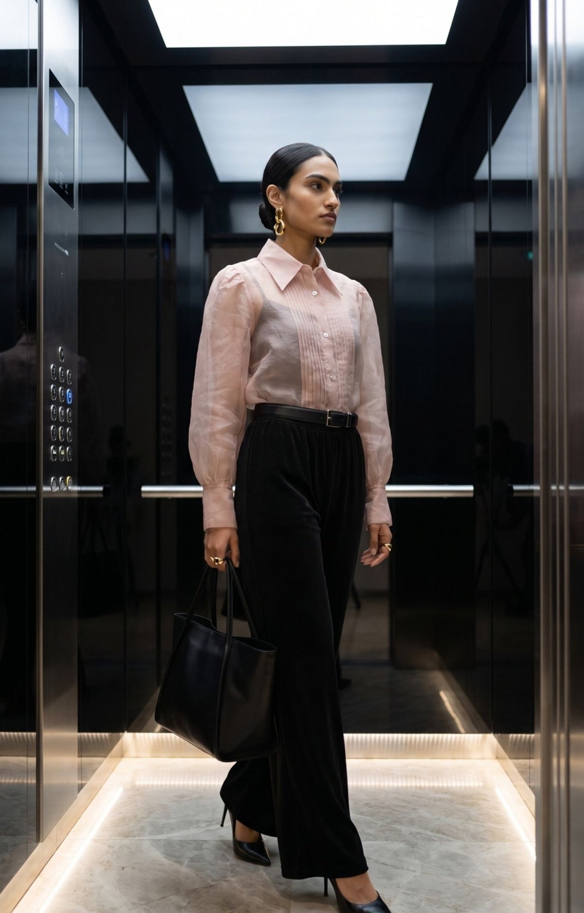 The Sheer Pintex Shirt - Nude Brown