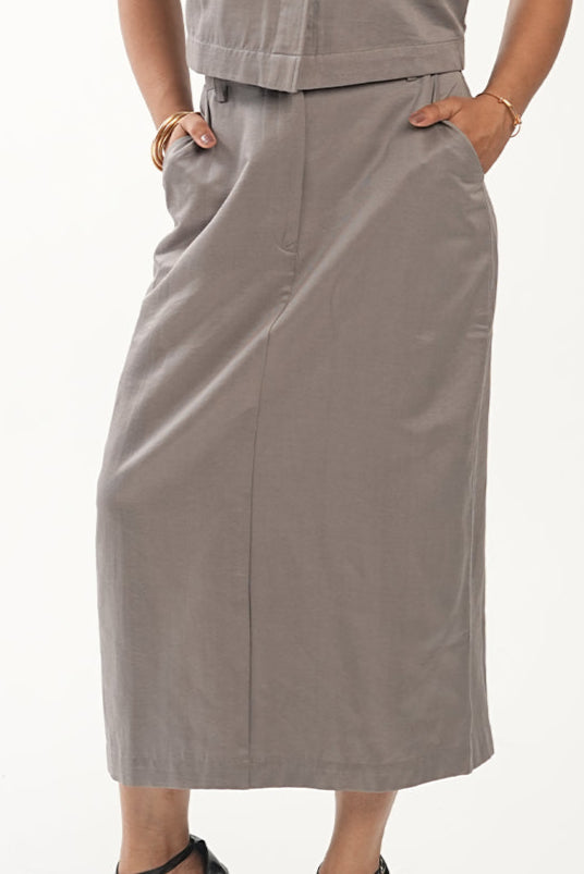 The Edit Co-ord - Straight Skirt - Quite Grey