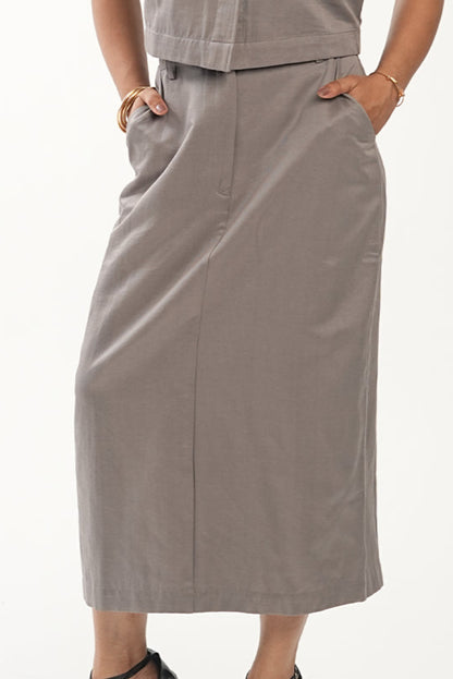 The Edit Co-ord - Straight Skirt - Quite Grey