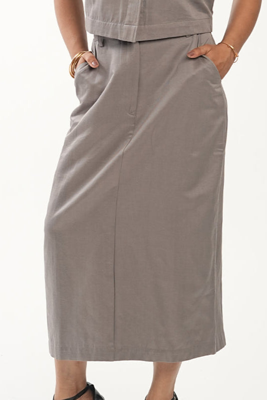 The Edit Co-ord - Straight Skirt - Quite Grey