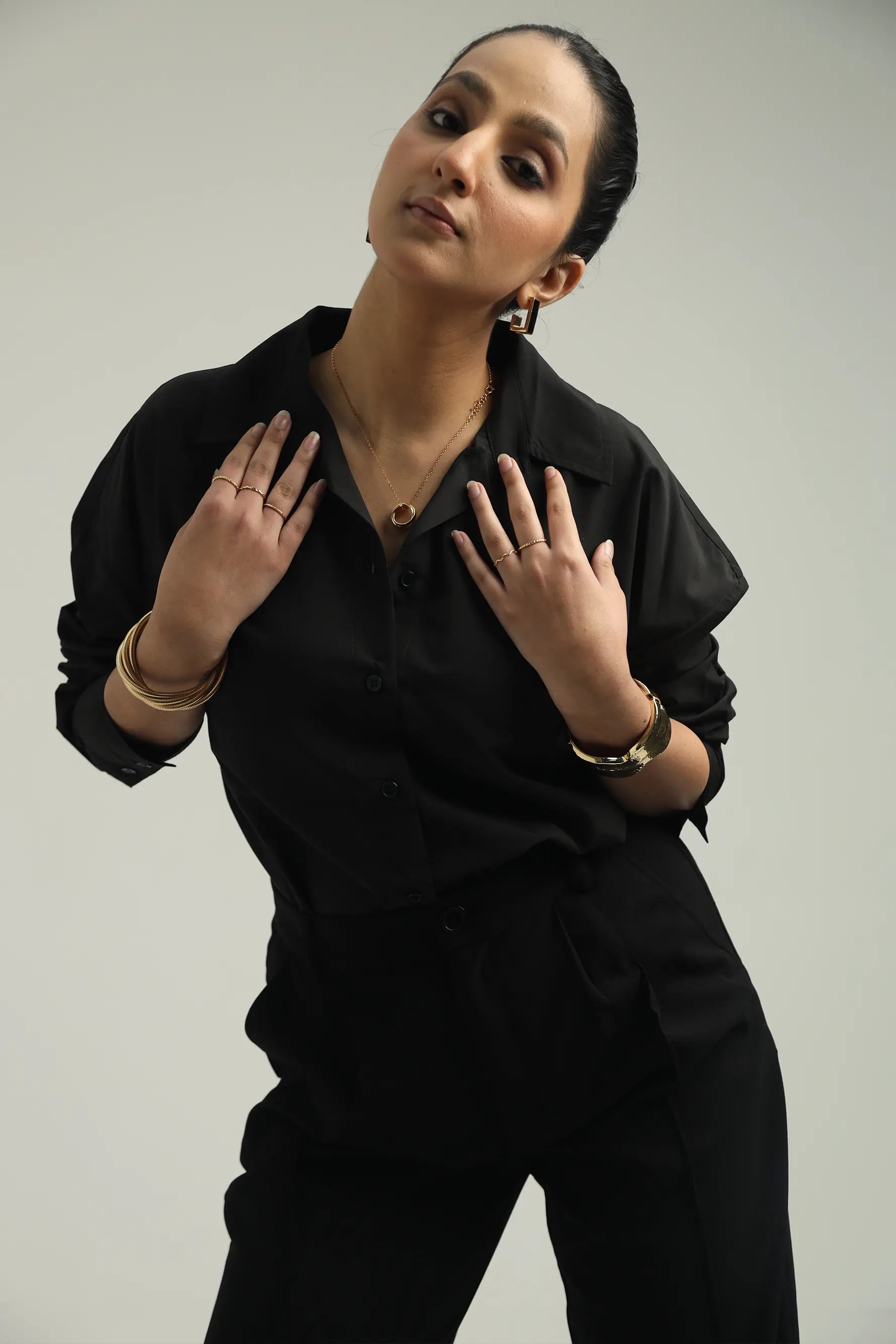 Oversized Cotton Shirt - Black