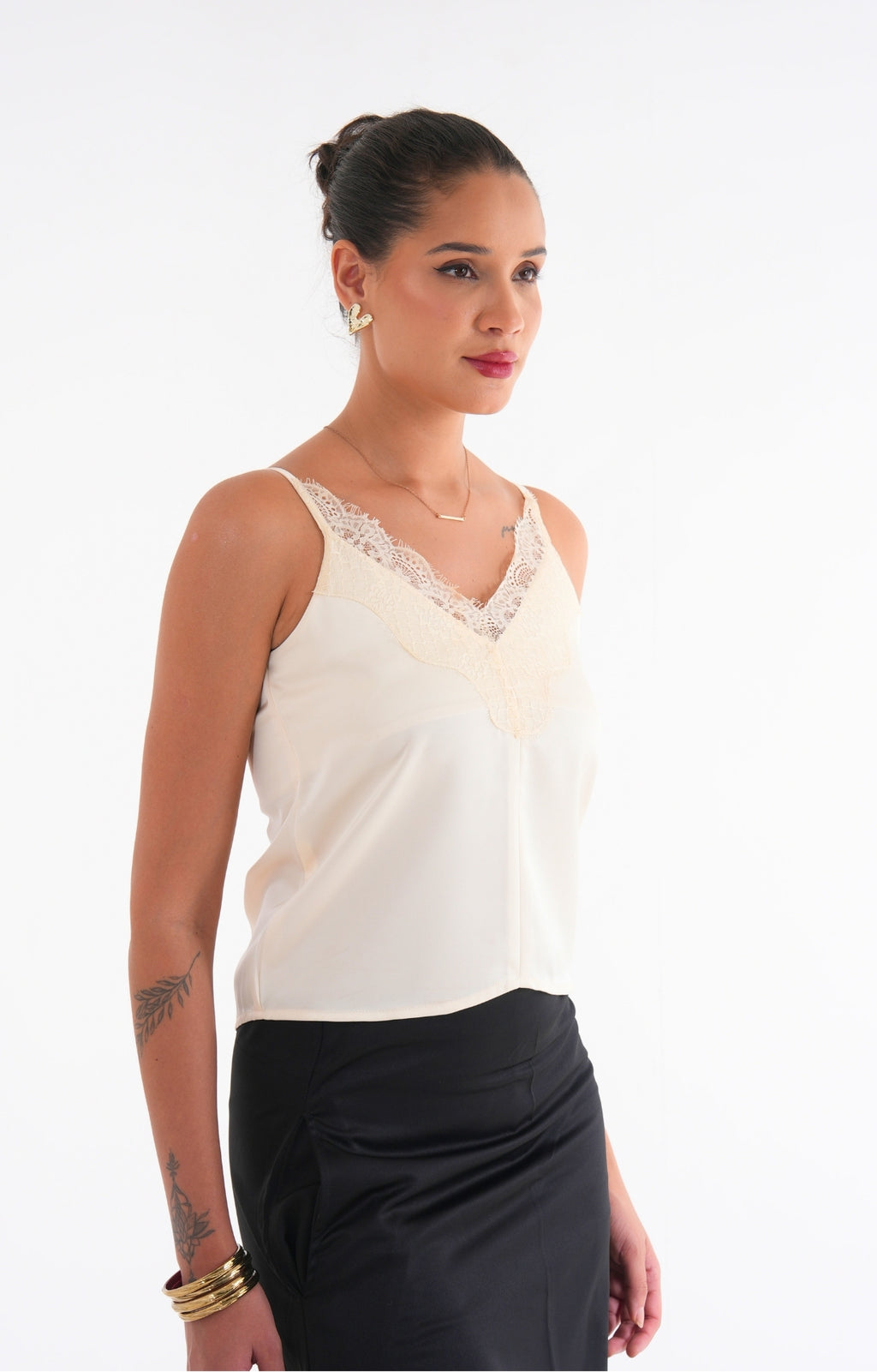 Satin Camisole Top - Off white