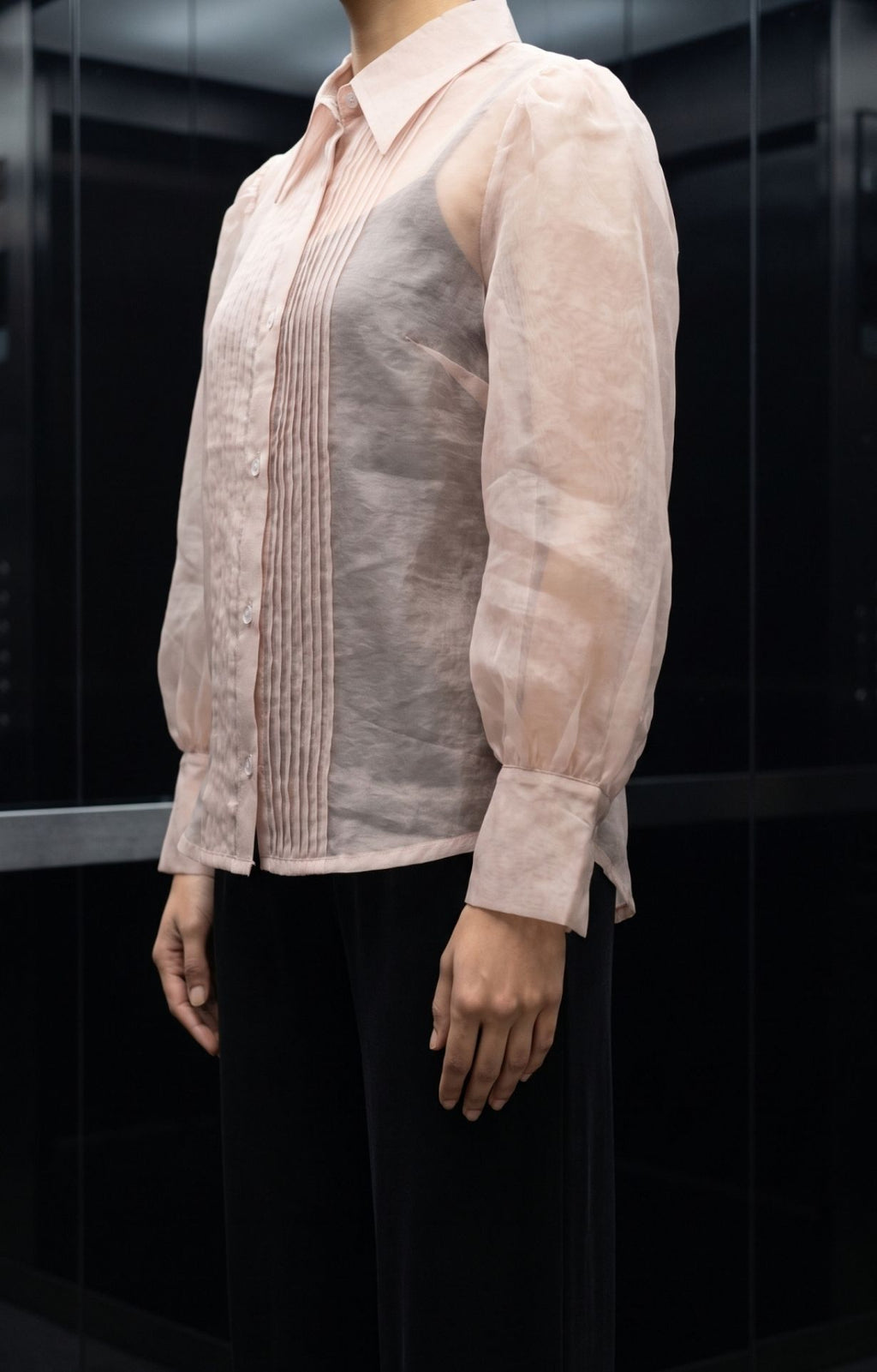 The Sheer Pintex Shirt - Nude Brown