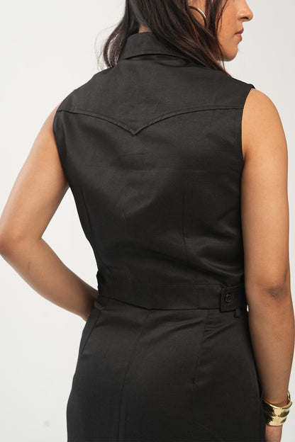 The Edit Co-ord -Crop Vest - Midnight Edit
