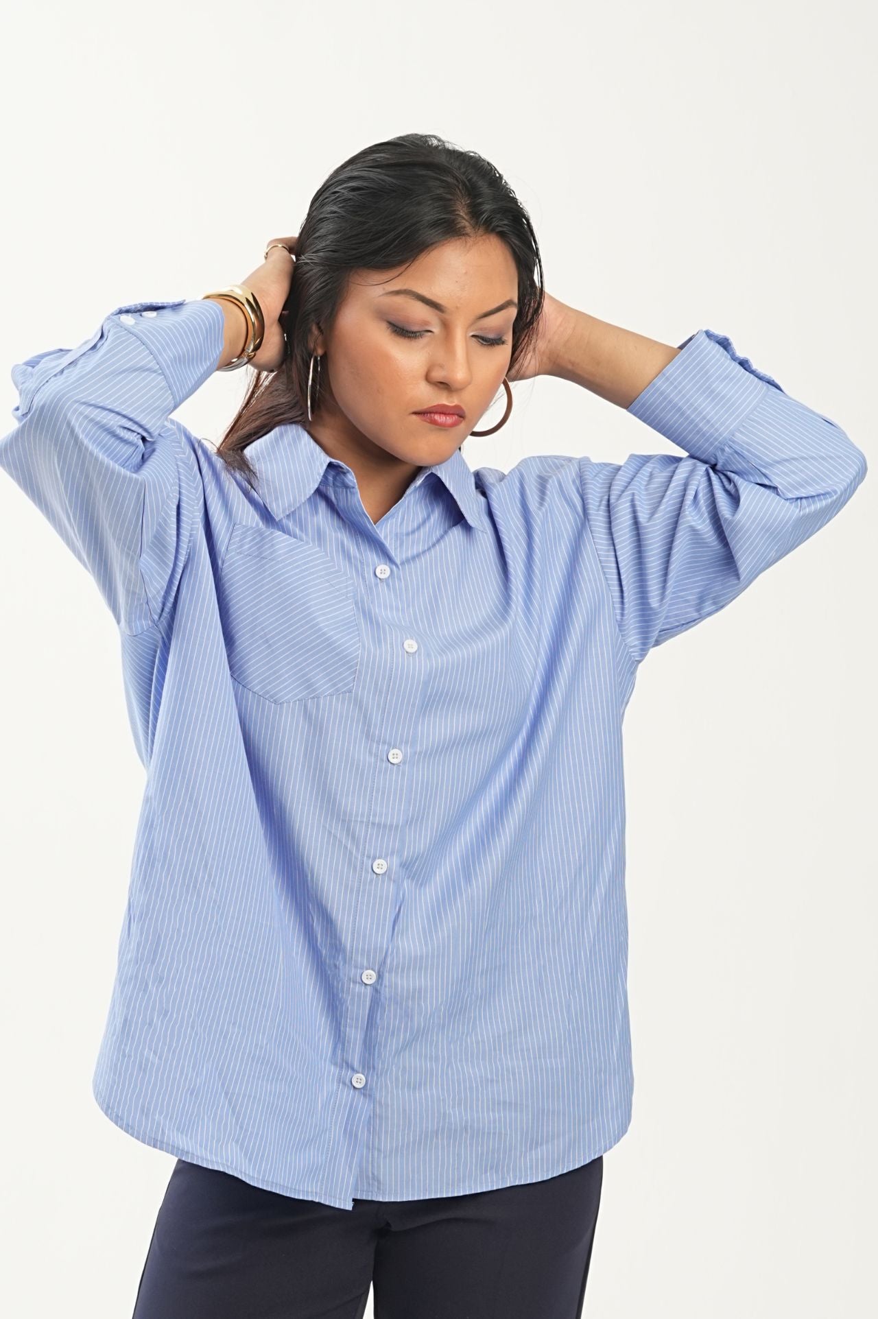 Blue Stripes Oversized Shirt