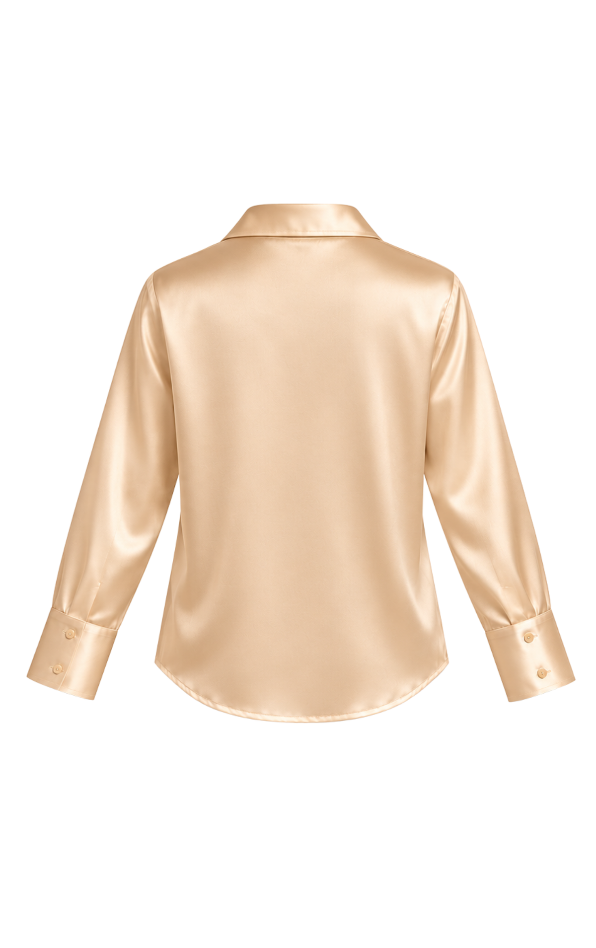Basic Solid Satin Shirt - Beige