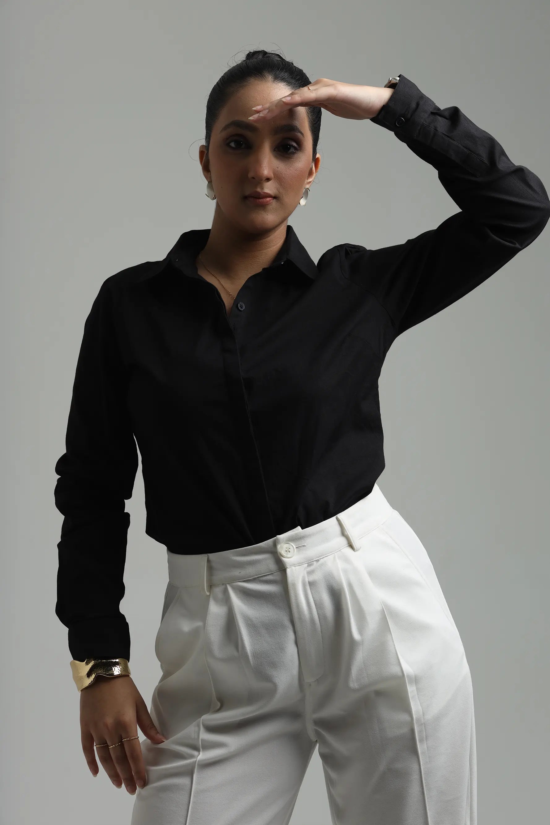 Cotton Blend Regular Fit Shirt - Black