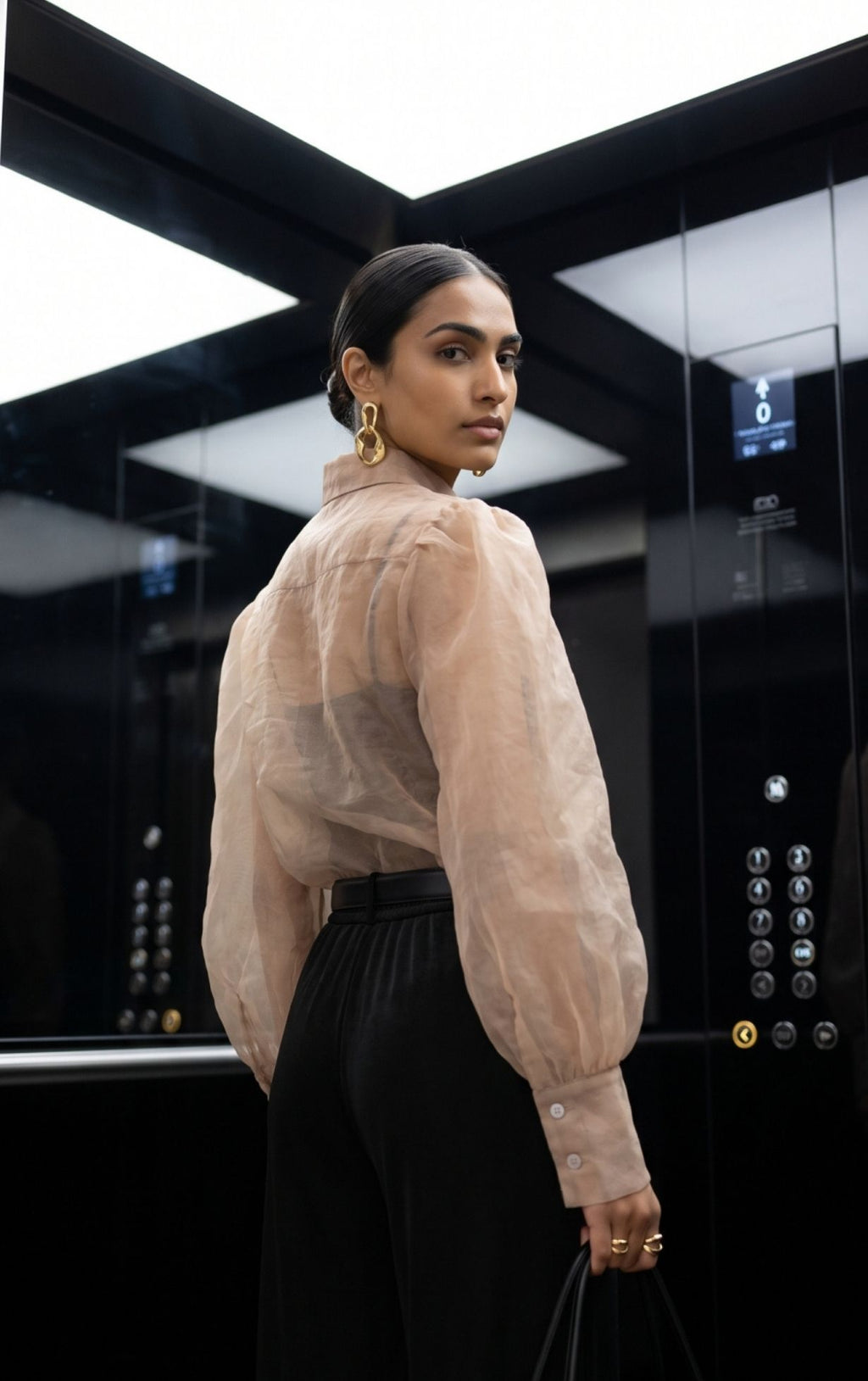 The Sheer Pintex Shirt - Nude Brown