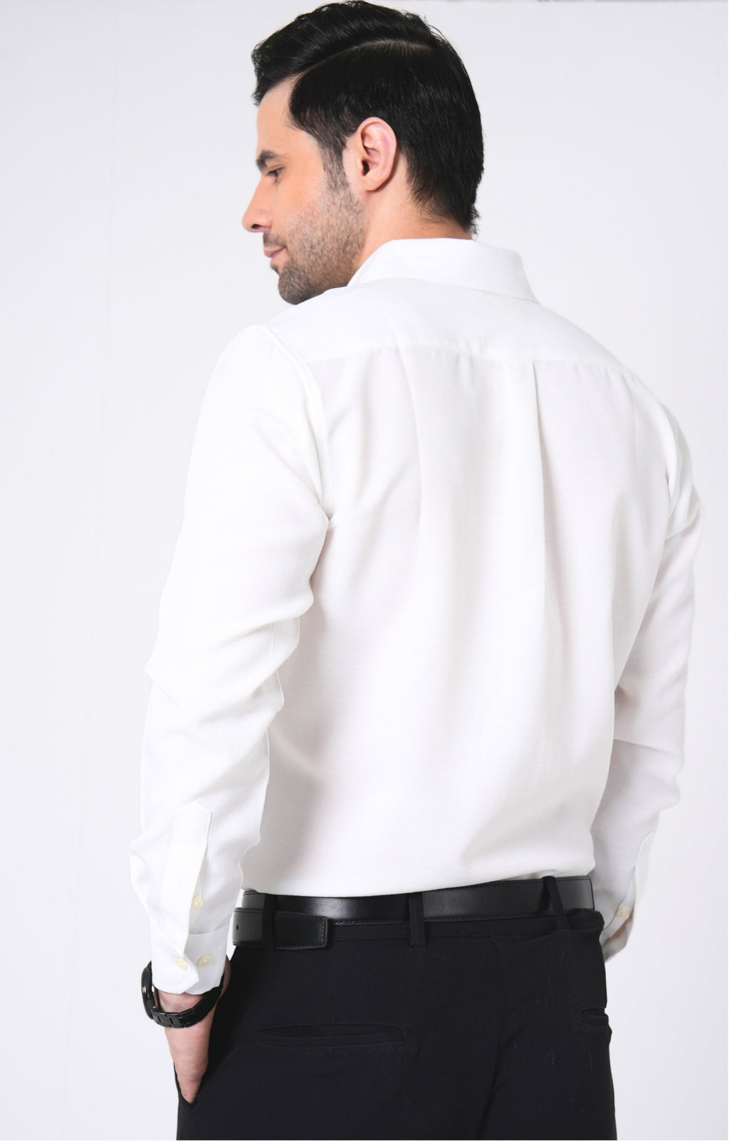 Men's Basic Solid Linen Shirt - White