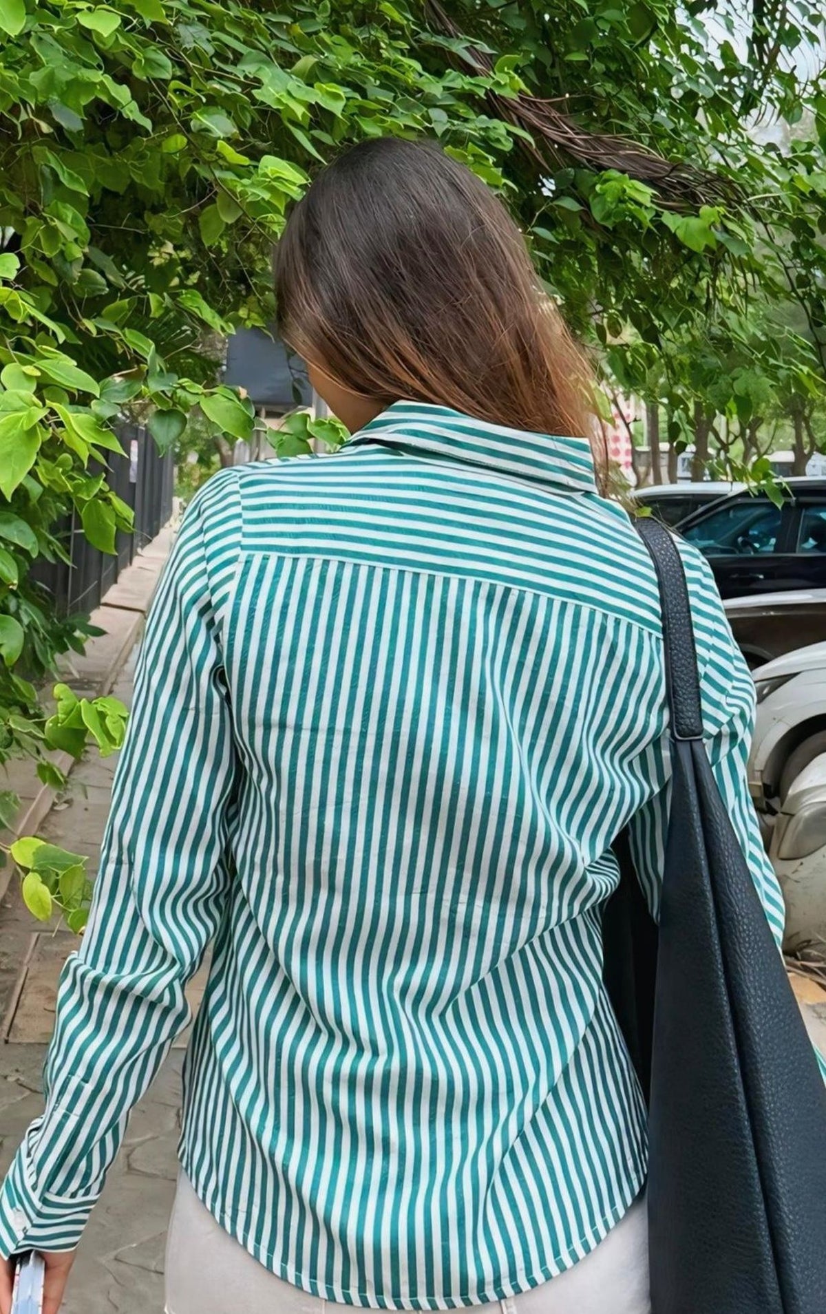 Striped Cotton Shirt- Green