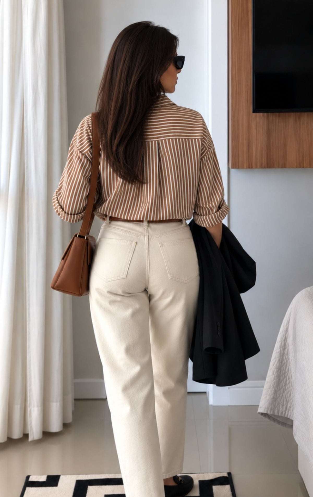 Brown Stripes Oversized Shirt