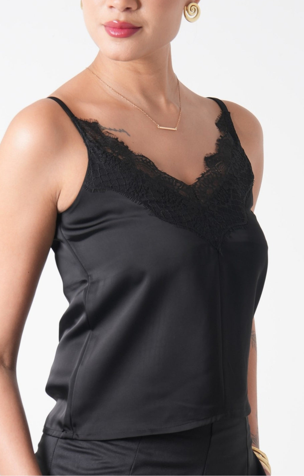 Satin Camisole Top - Black