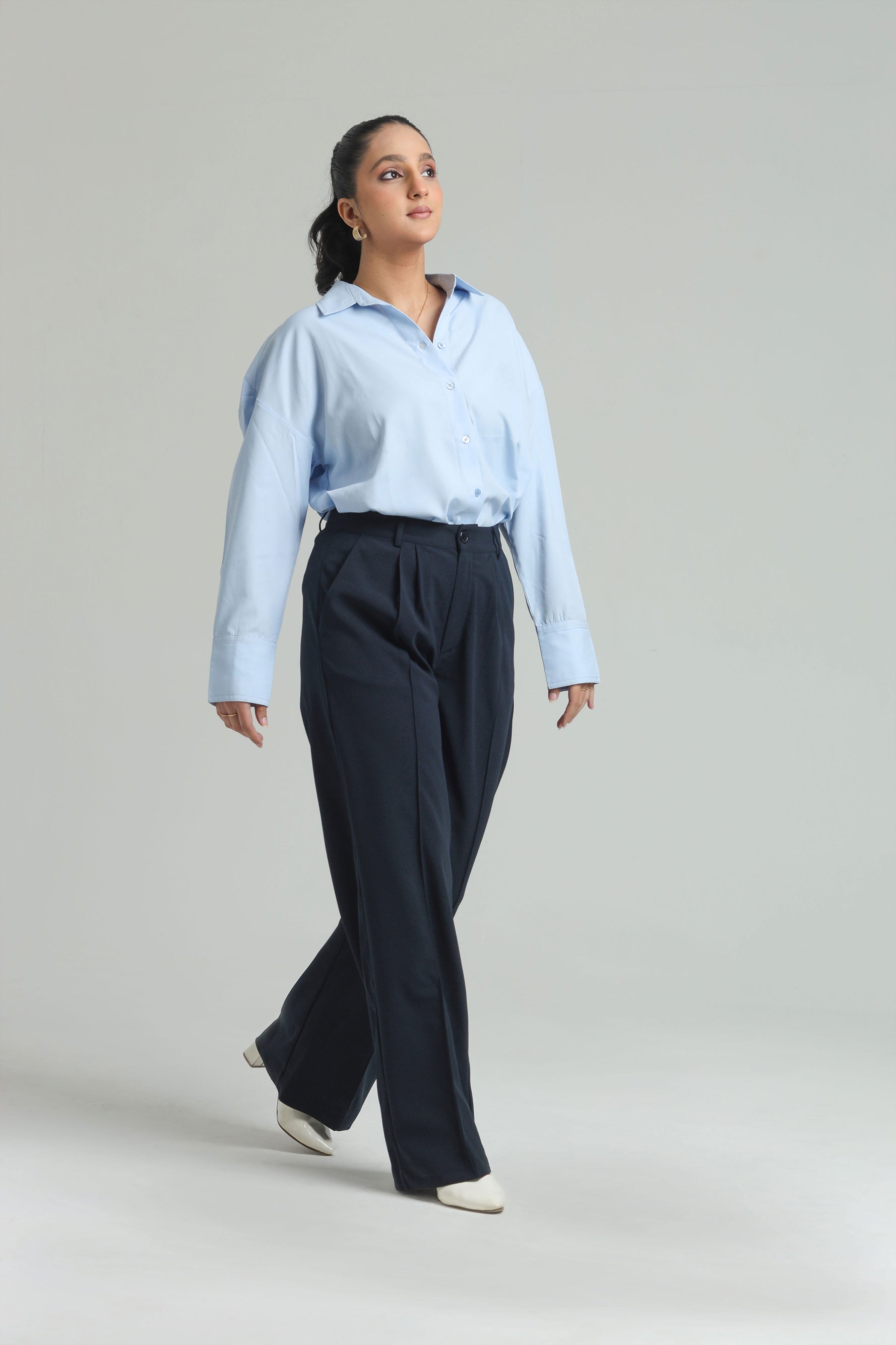 Oversized Cotton Shirt - Blue
