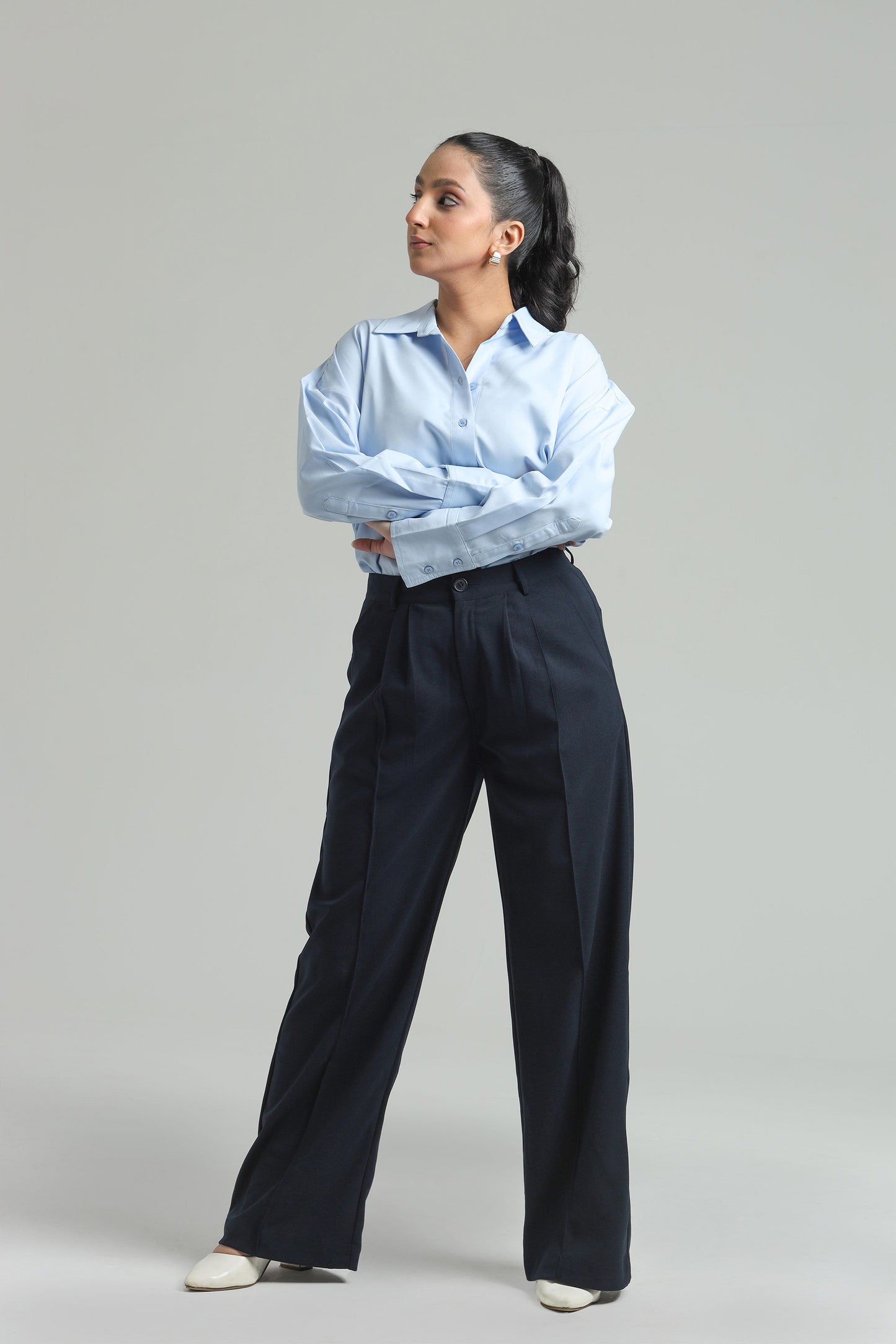 Oversized Cotton Shirt - Light Blue