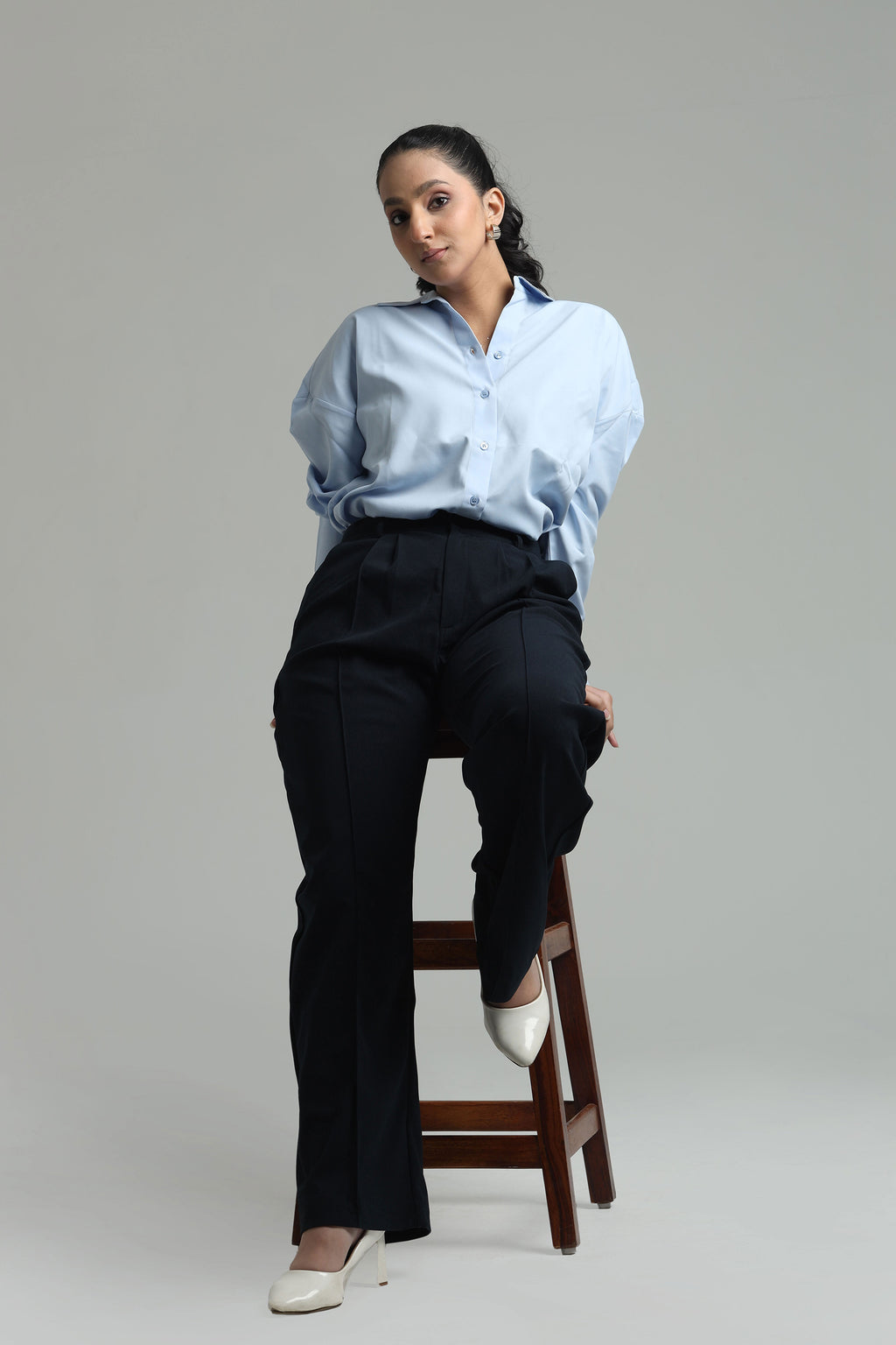 Oversized Cotton Shirt - Blue