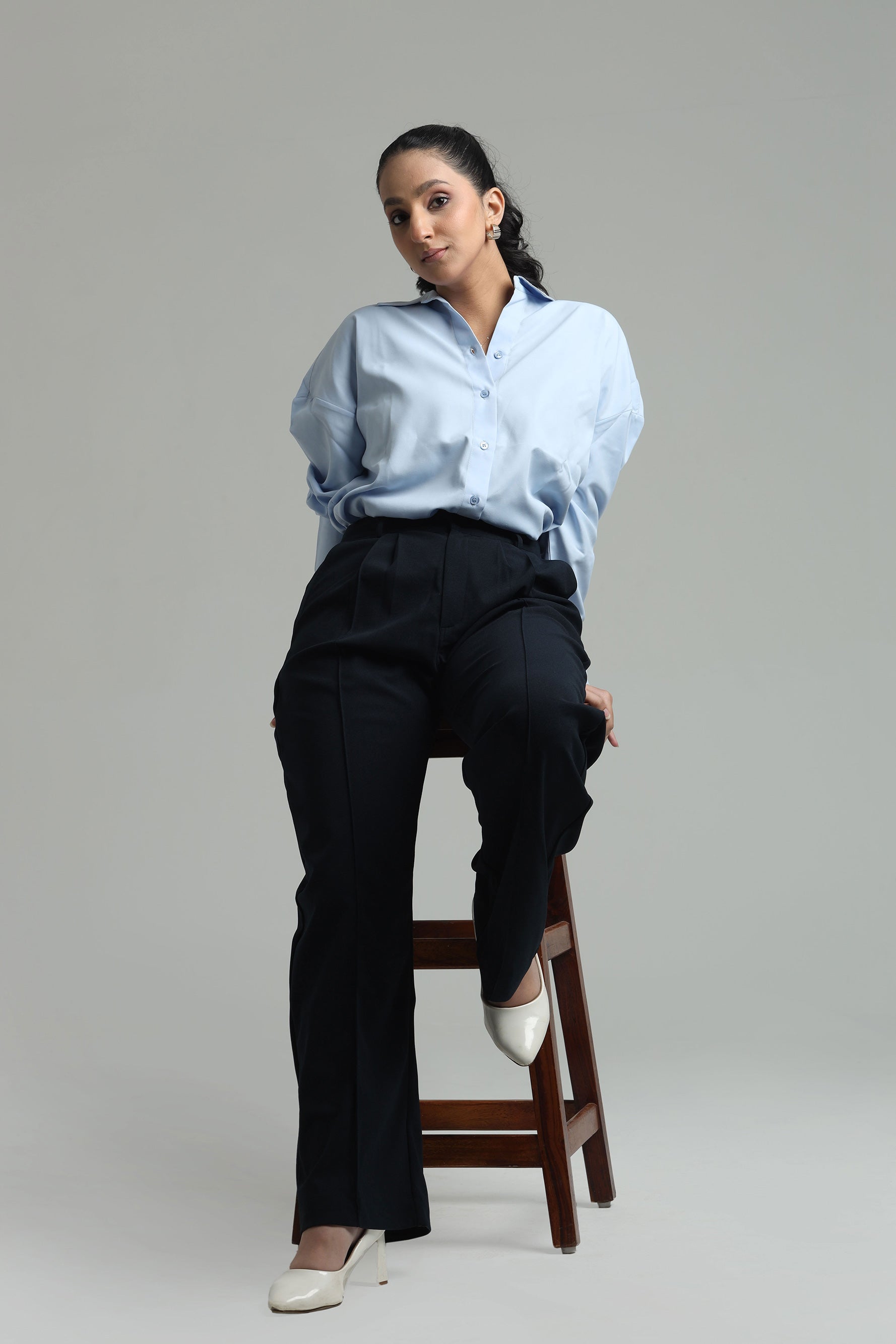 Oversized Cotton Shirt - Blue