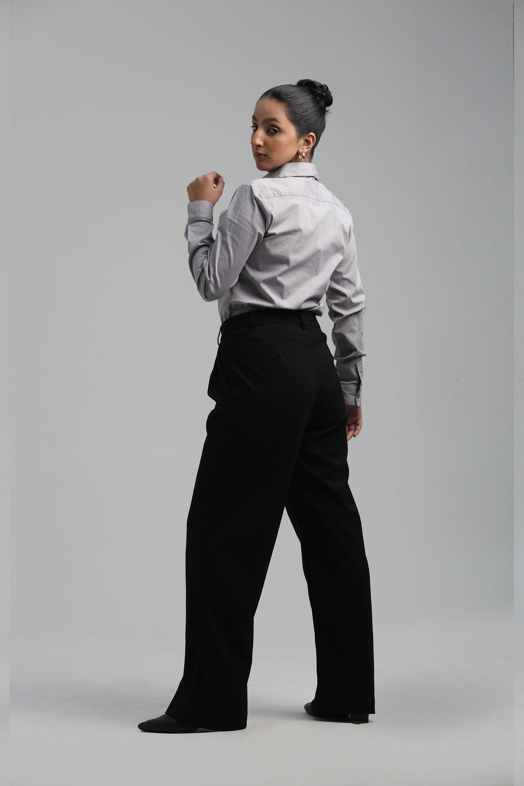 Cotton Blend Regular Fit Shirt- Gray