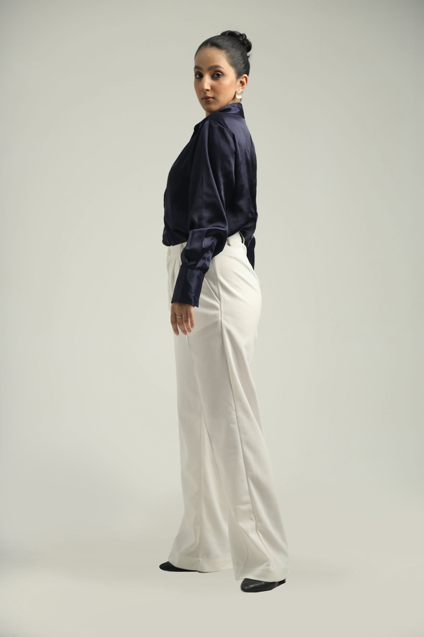 Image of Basic Solid Satin Shirt