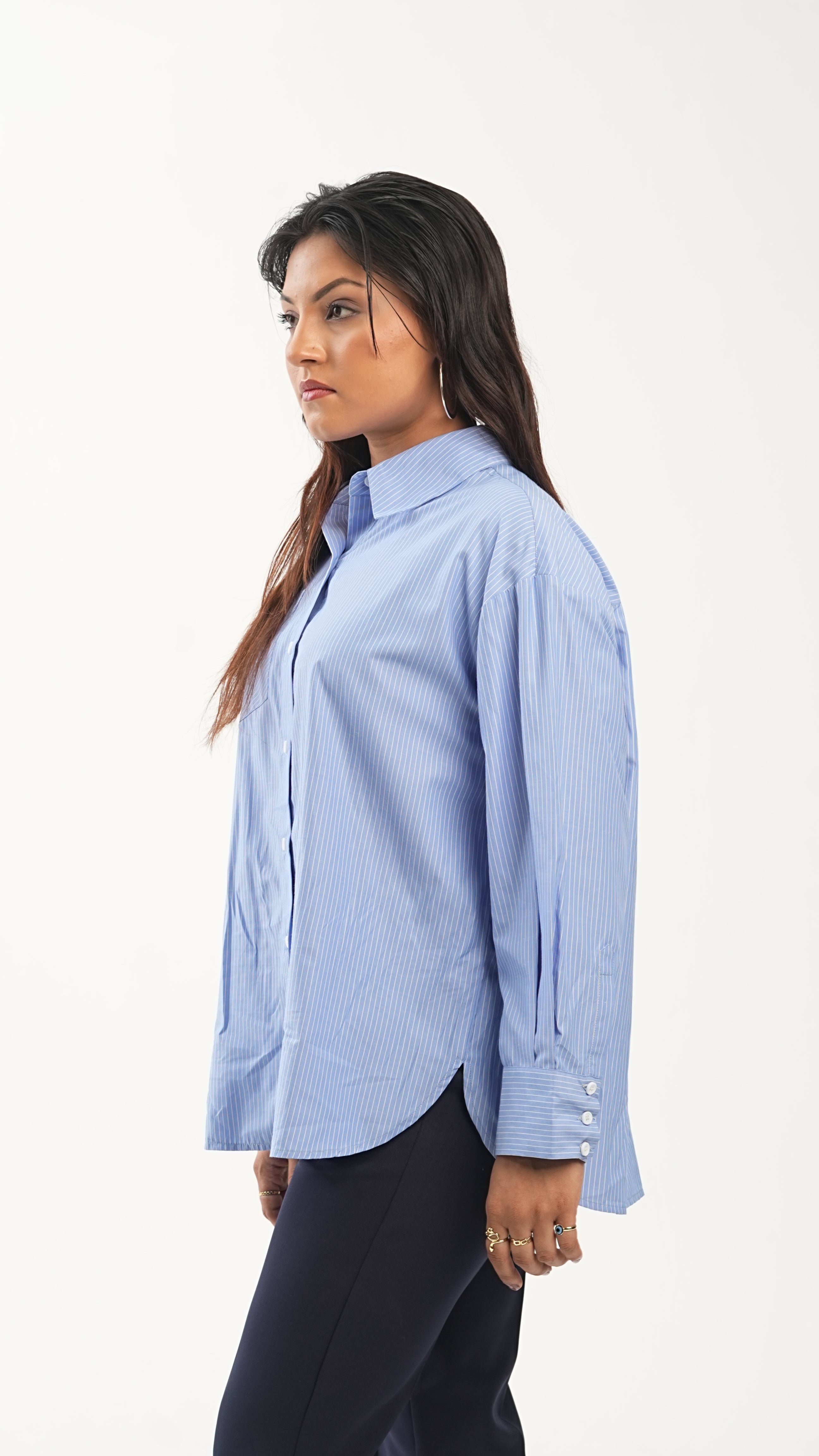Image of Blue Stripes Oversized Shirt