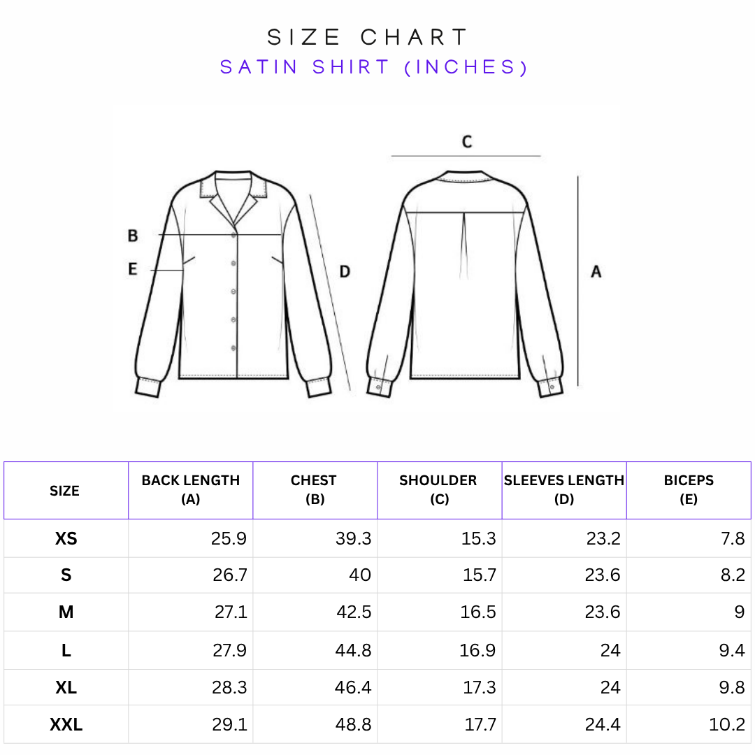 Size Chart (in inches)