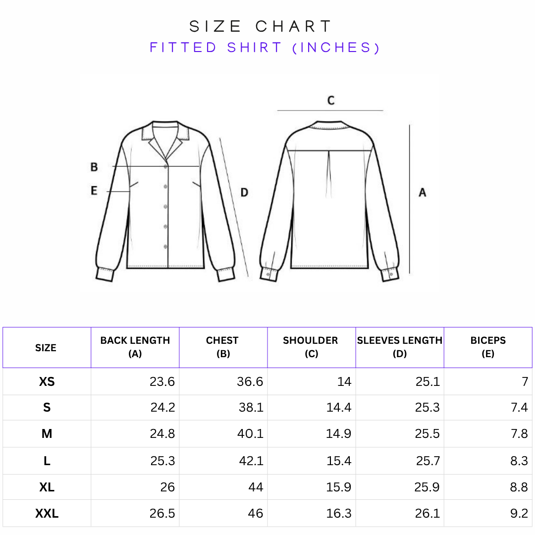 Size Chart (in inches)