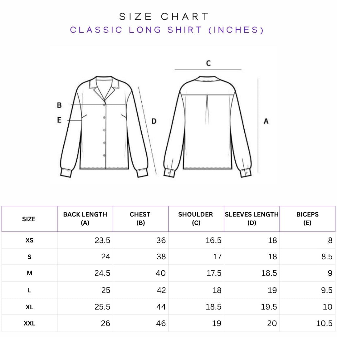 Size Chart (in inches)