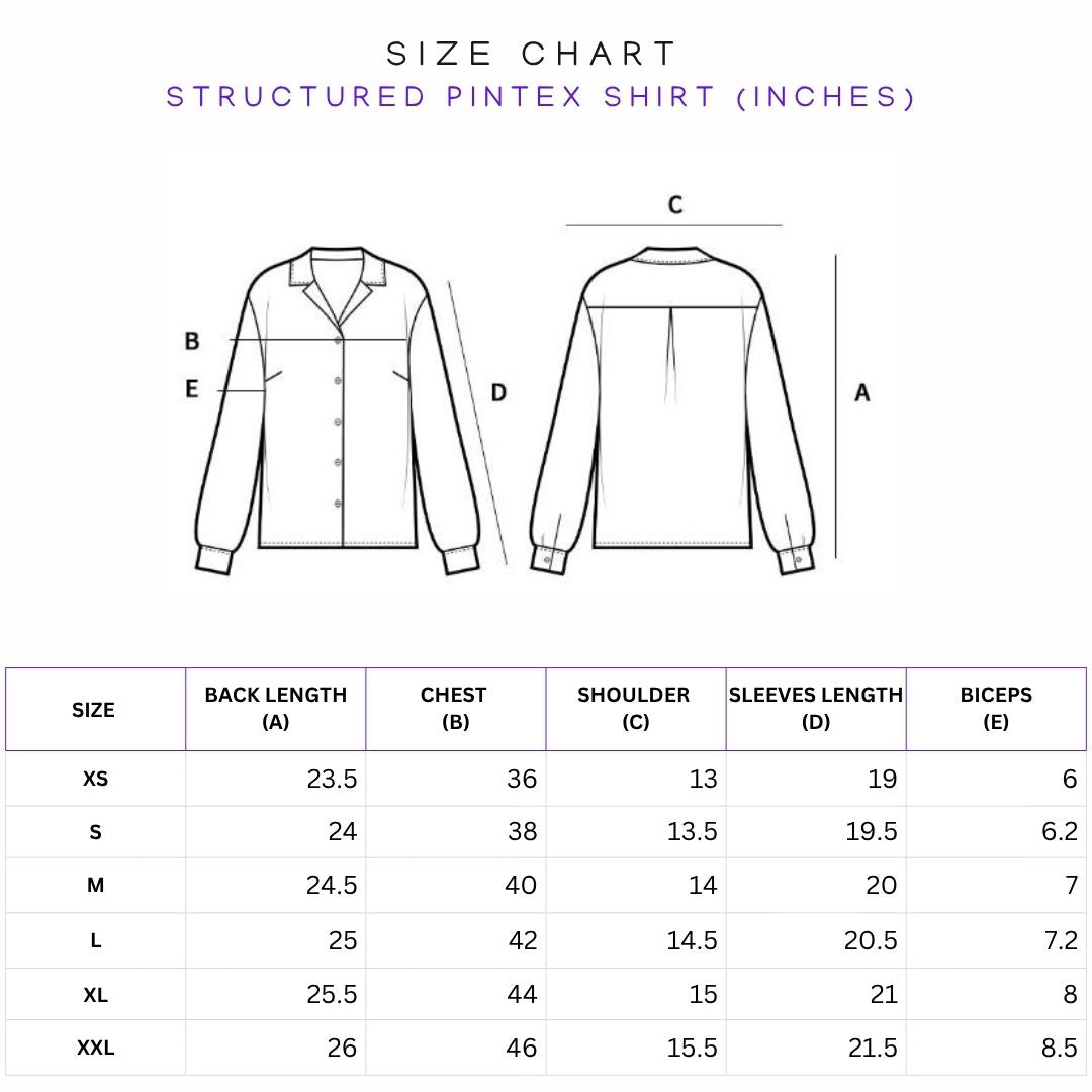 Size Chart (in inches)