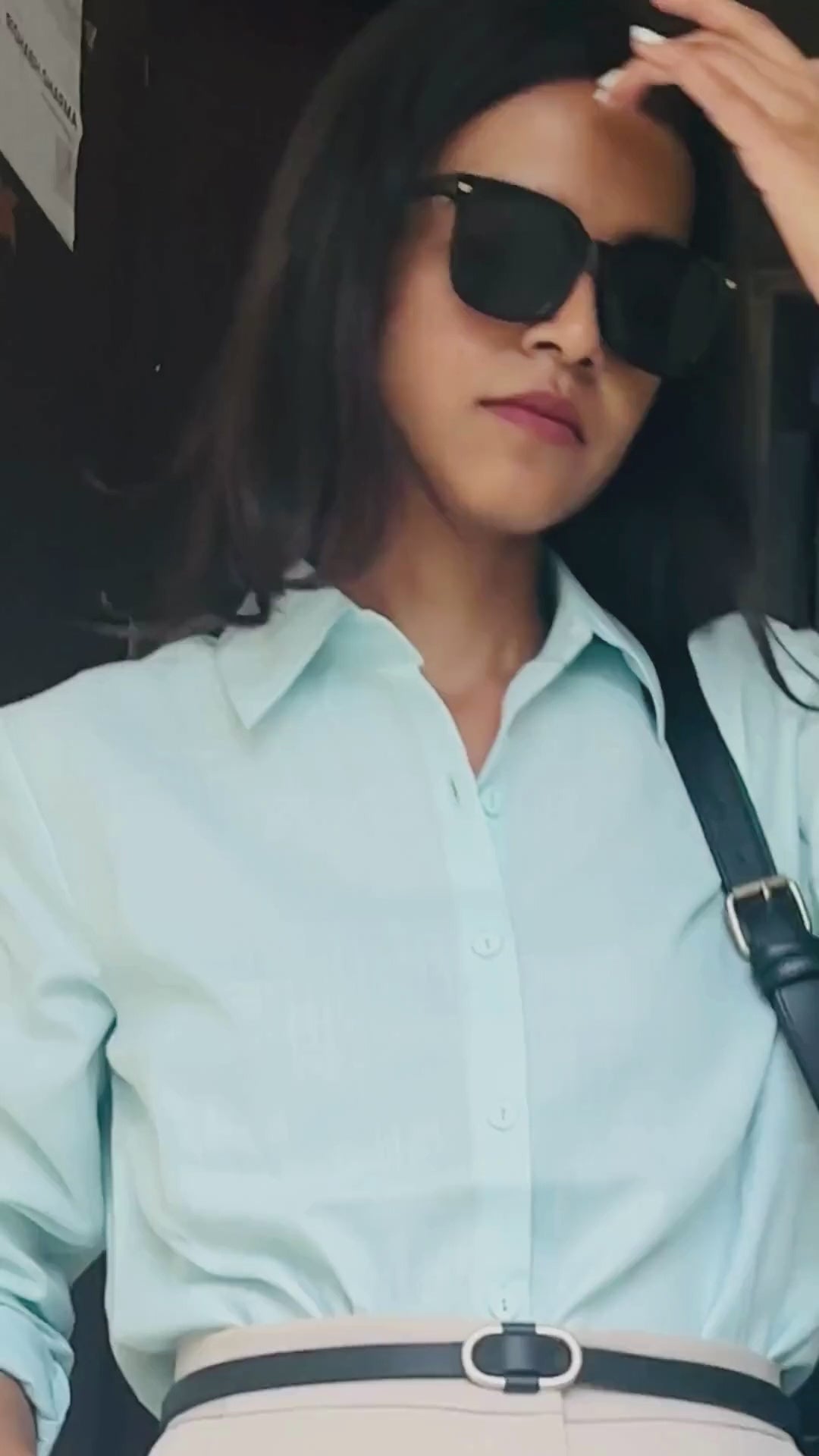 Basic solid linen blend shirt