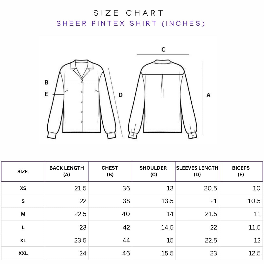 Size Chart (in inches)