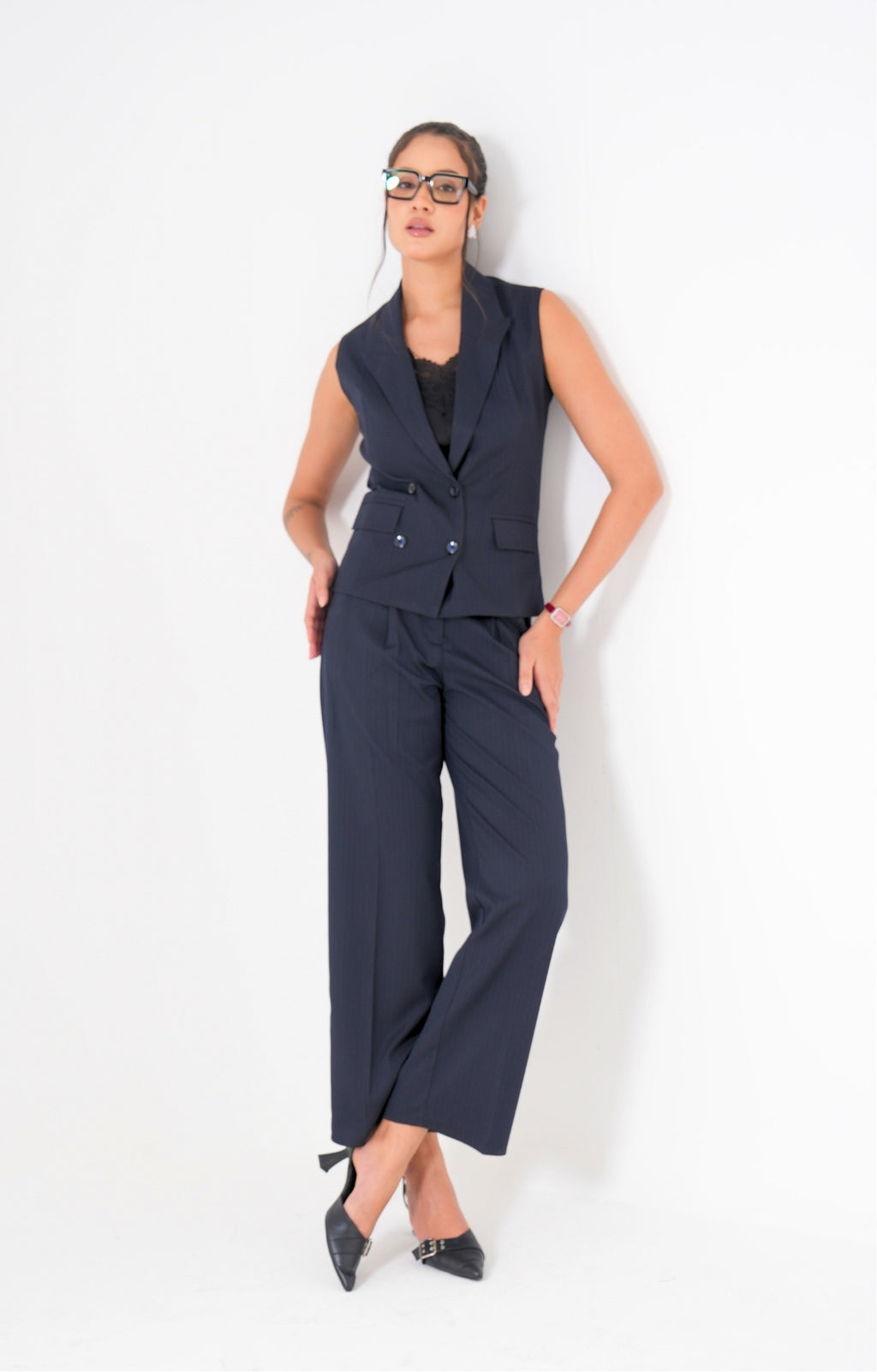 The Power Pleat Trousers - Blue