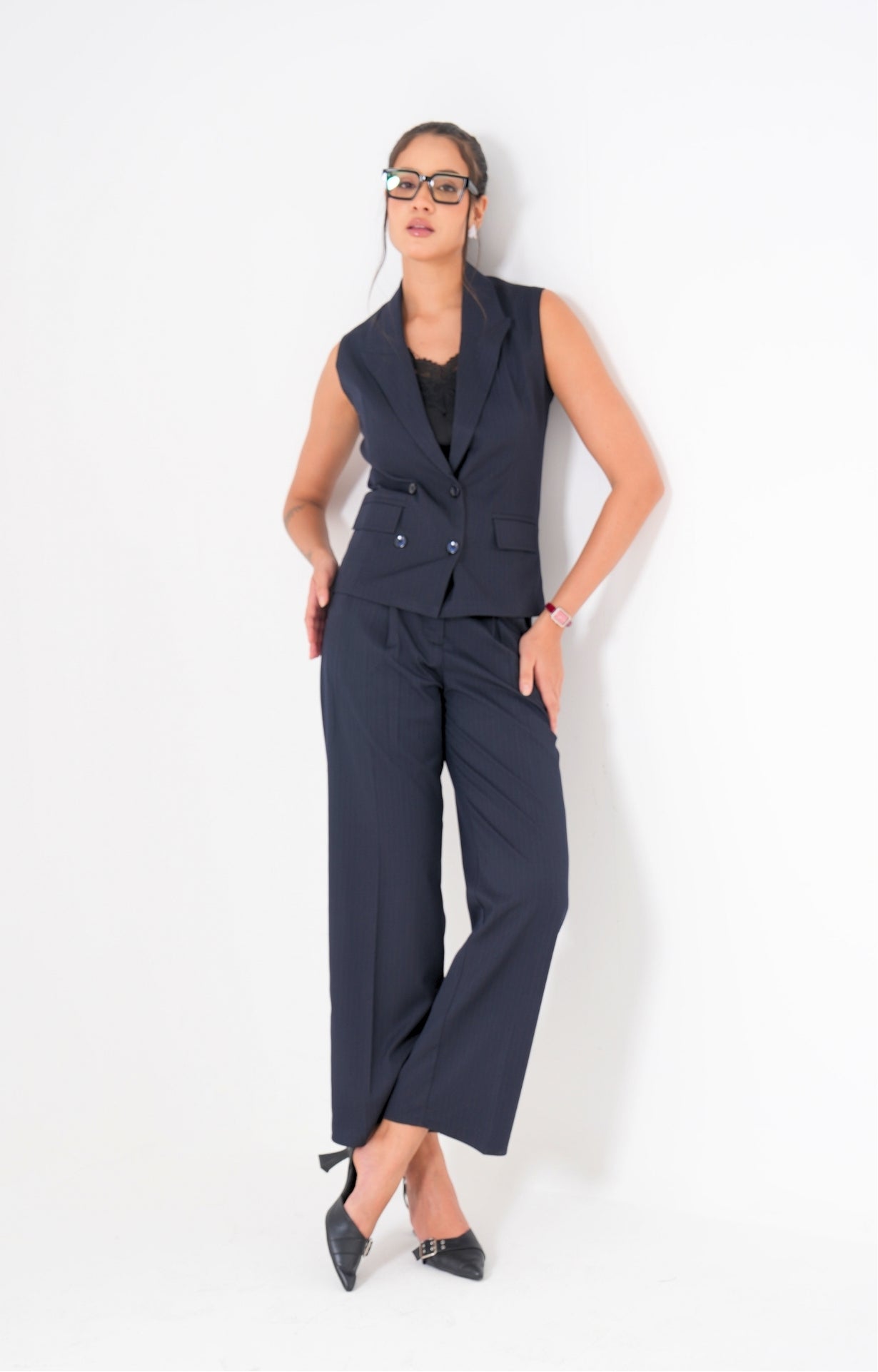 The Power Pleat Trousers - Blue